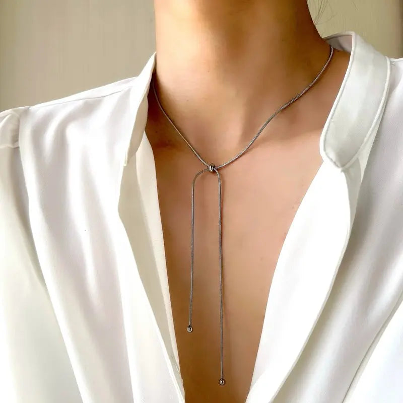 The "Aura Liquid Silk" Snake Chain – Premium Stainless Steel Adjustable Necklace