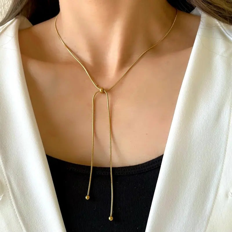 The "Aura Liquid Silk" Snake Chain – Premium Stainless Steel Adjustable Necklace