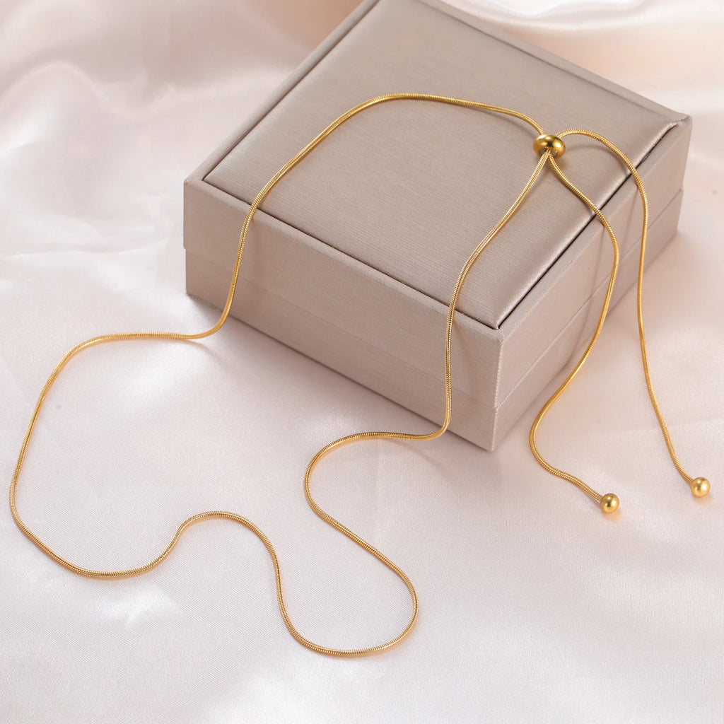 The "Aura Liquid Silk" Snake Chain – Premium Stainless Steel Adjustable Necklace
