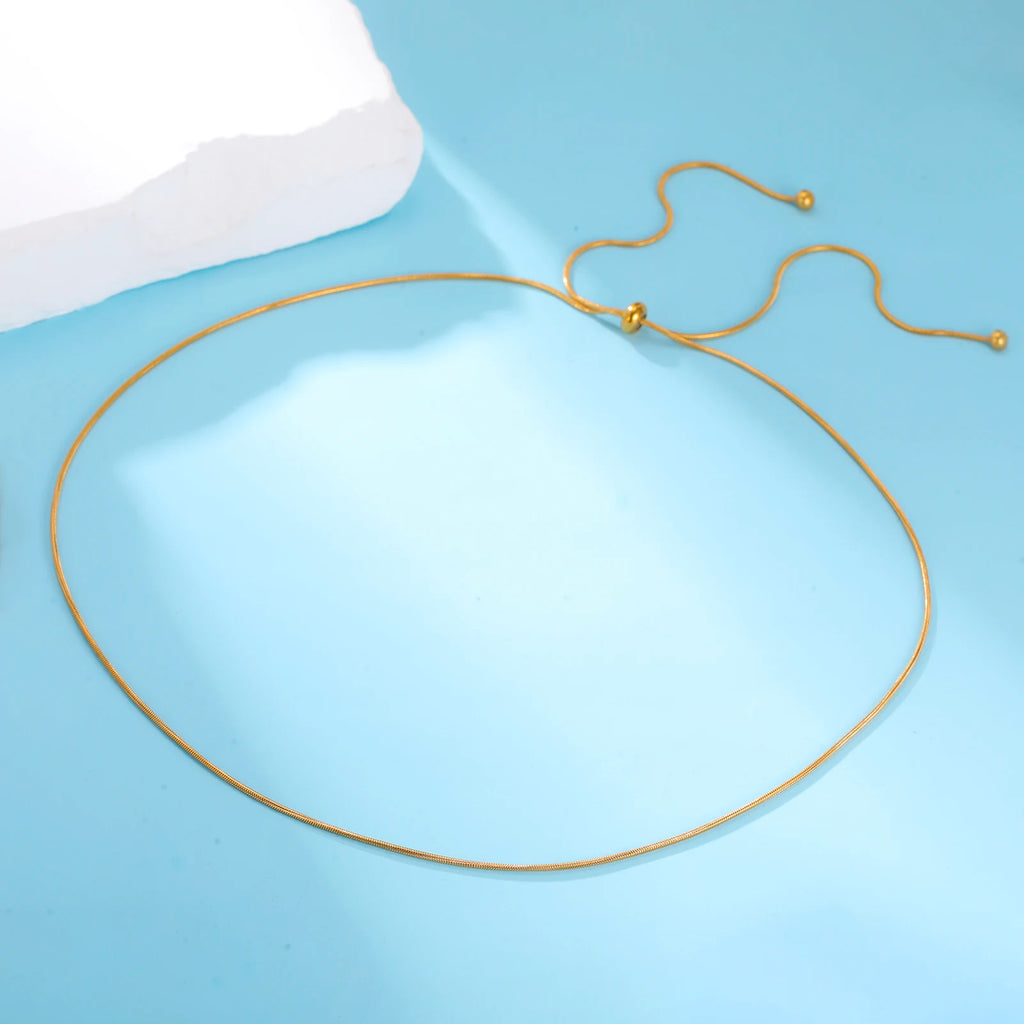 The "Aura Liquid Silk" Snake Chain – Premium Stainless Steel Adjustable Necklace
