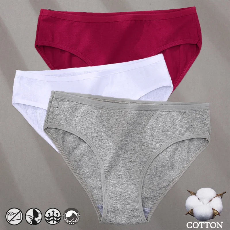 Elegant Jacquard Seamless Cotton Briefs - 3 Pack