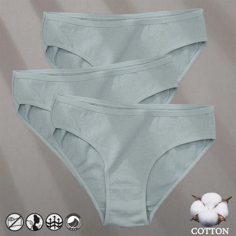 Elegant Jacquard Seamless Cotton Briefs - 3 Pack