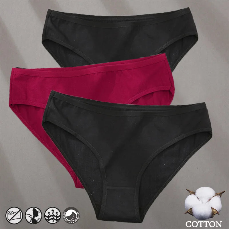 Elegant Jacquard Seamless Cotton Briefs - 3 Pack