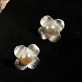 Iris Dainty Pearl Flower Stud Earrings