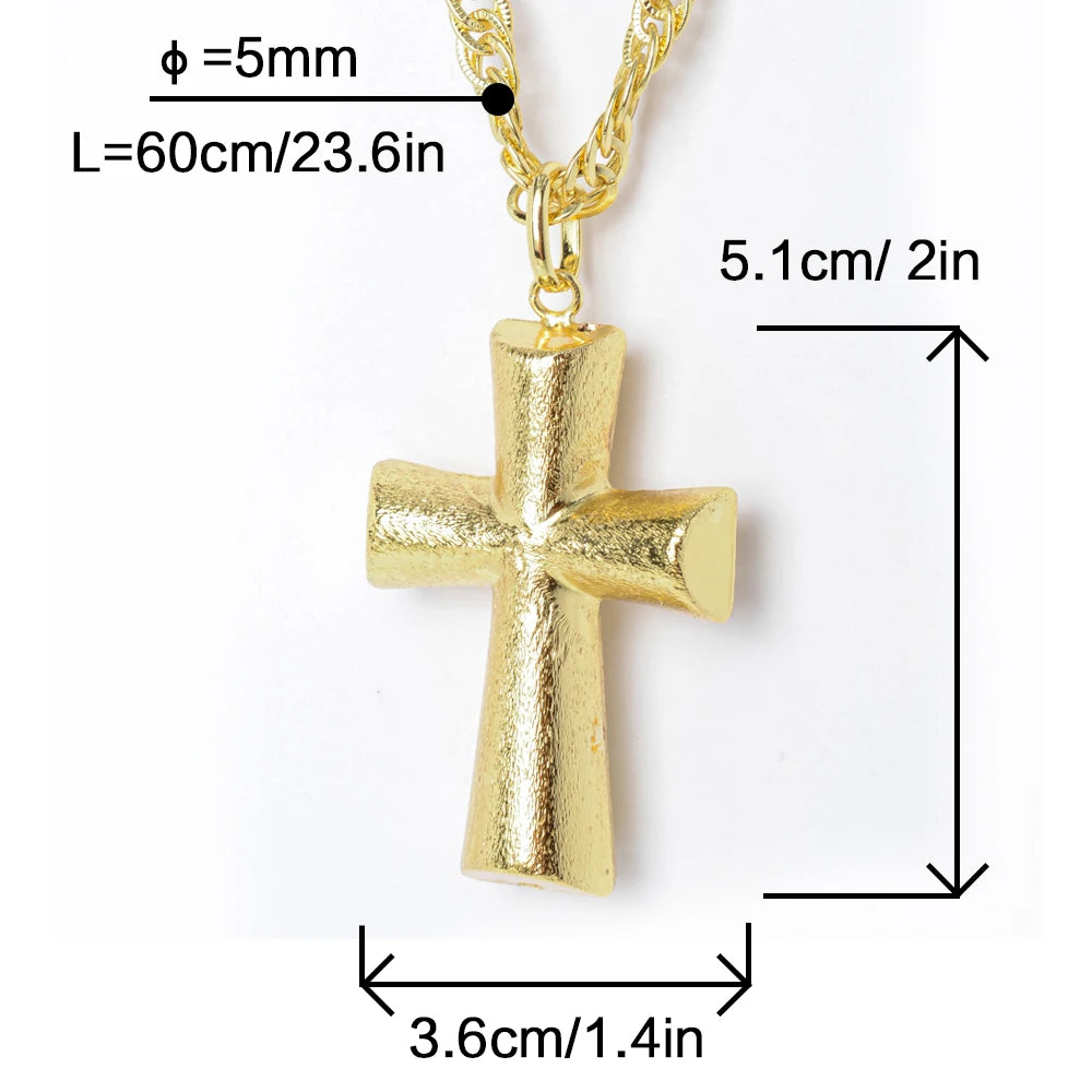 Classic Textured Gold Cross Pendant Necklace
