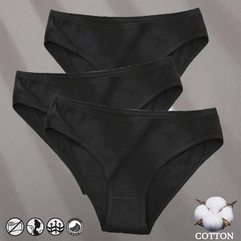 Elegant Jacquard Seamless Cotton Briefs - 3 Pack