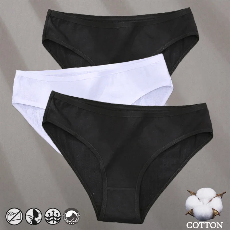 Elegant Jacquard Seamless Cotton Briefs - 3 Pack