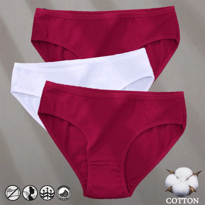 Elegant Jacquard Seamless Cotton Briefs - 3 Pack