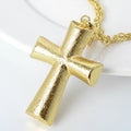 Classic Textured Gold Cross Pendant Necklace