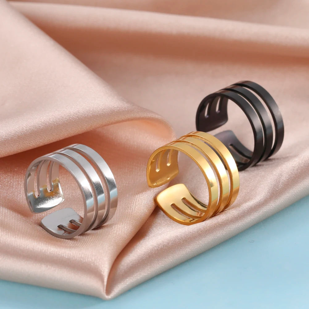 The "Matrix" Adjustable Minimalist Ring – Stainless Steel Geometric Jewelry