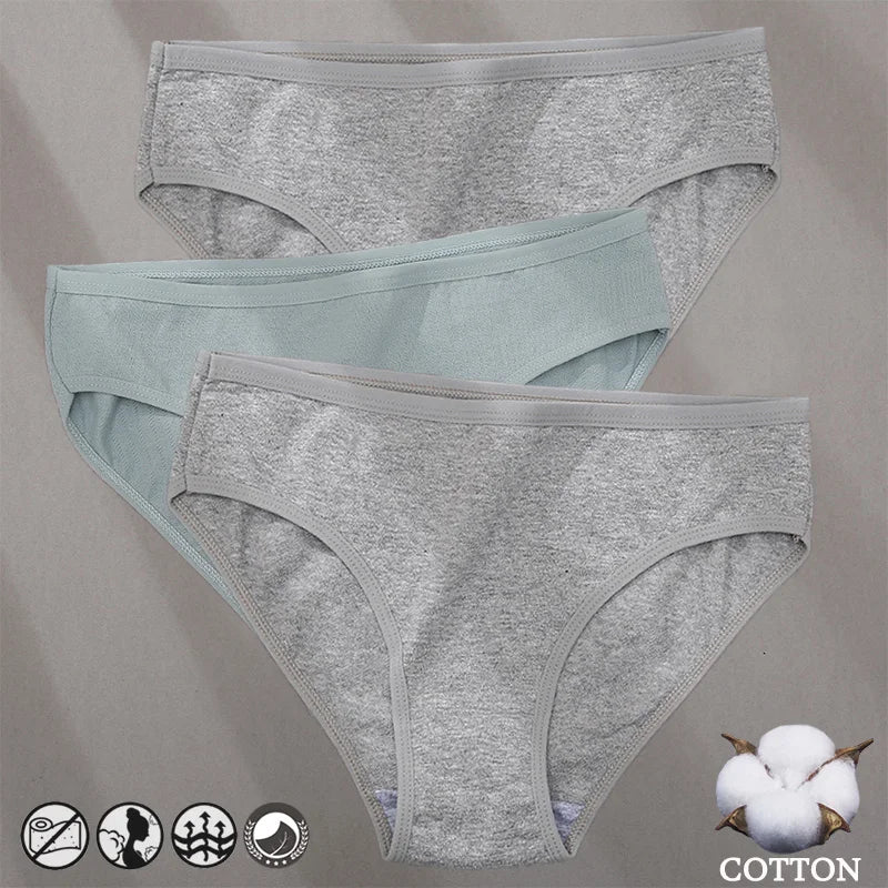 Elegant Jacquard Seamless Cotton Briefs - 3 Pack