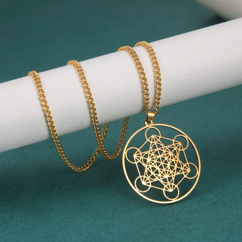 COOLTIME Angel Seal Archangel Metatron Necklaces Women Men The Secrets of the Kabbalists Garden Solomon Stainless Steel Jewelry