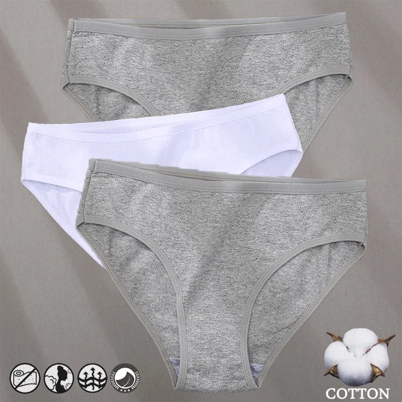 Elegant Jacquard Seamless Cotton Briefs - 3 Pack