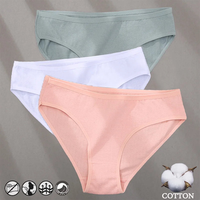 Elegant Jacquard Seamless Cotton Briefs - 3 Pack