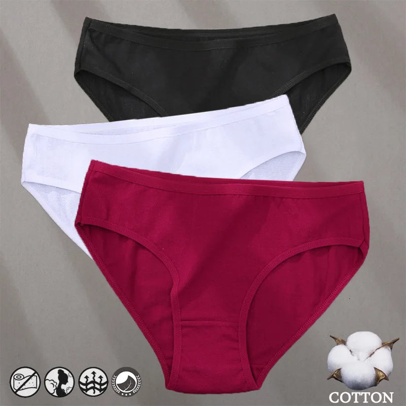 Elegant Jacquard Seamless Cotton Briefs - 3 Pack