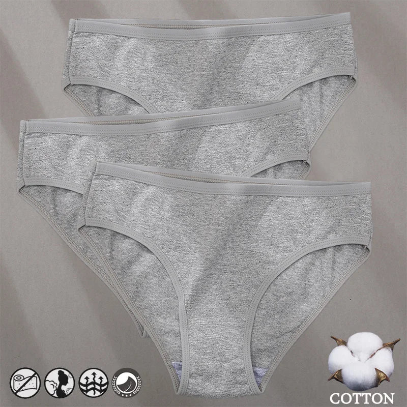 Elegant Jacquard Seamless Cotton Briefs - 3 Pack