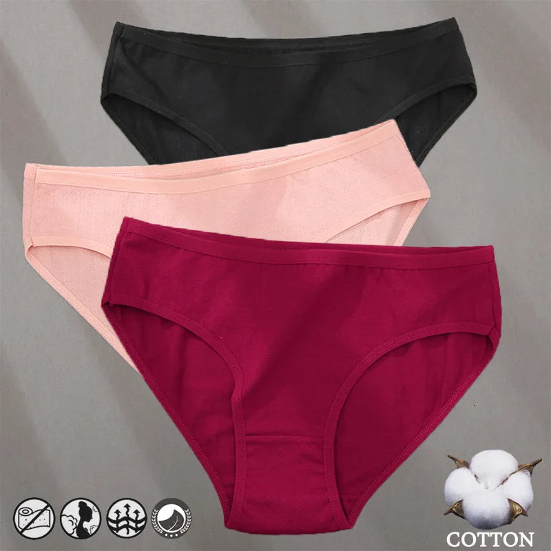 Elegant Jacquard Seamless Cotton Briefs - 3 Pack