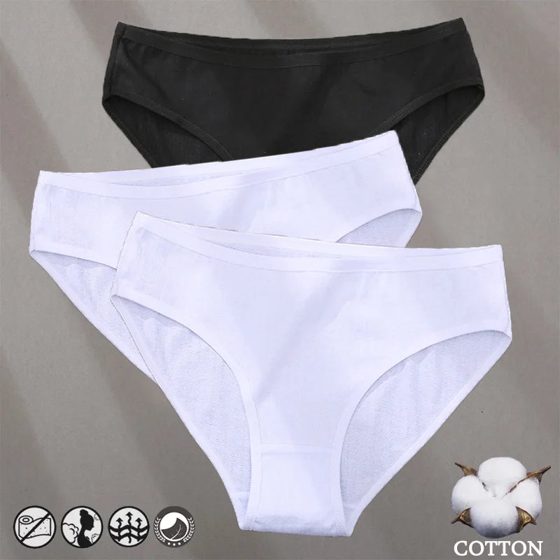 Elegant Jacquard Seamless Cotton Briefs - 3 Pack