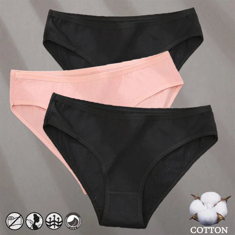 Elegant Jacquard Seamless Cotton Briefs - 3 Pack