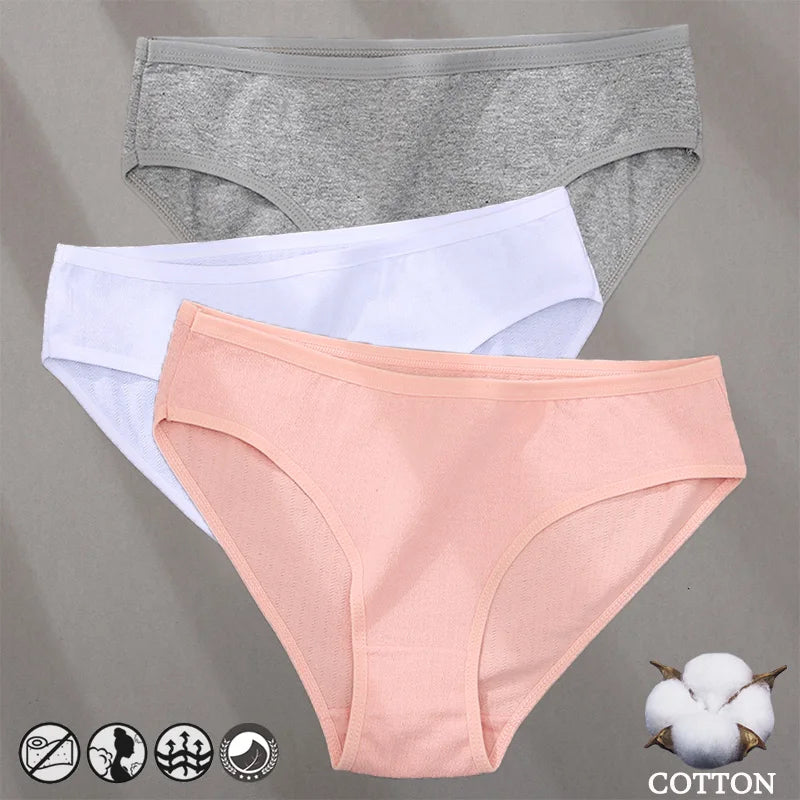 Elegant Jacquard Seamless Cotton Briefs - 3 Pack