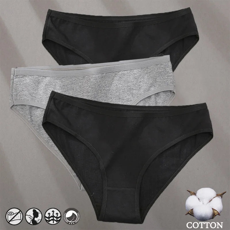 Elegant Jacquard Seamless Cotton Briefs - 3 Pack