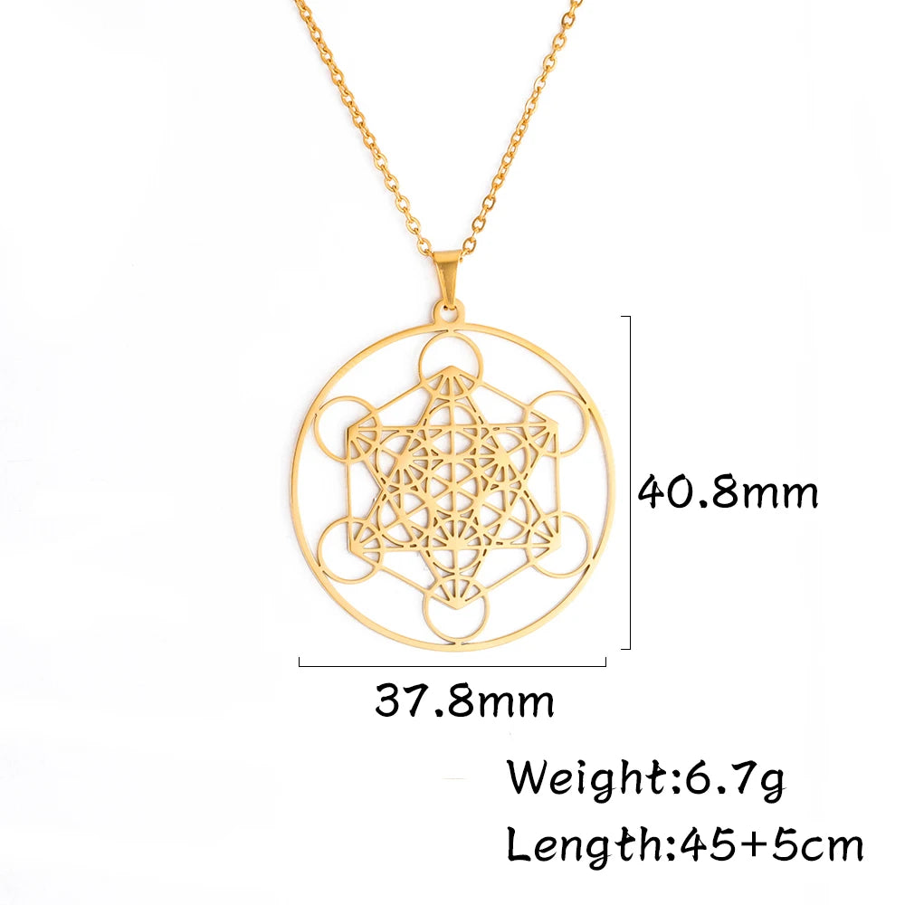 COOLTIME Angel Seal Archangel Metatron Necklaces Women Men The Secrets of the Kabbalists Garden Solomon Stainless Steel Jewelry