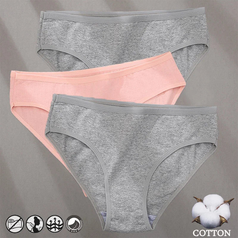 Elegant Jacquard Seamless Cotton Briefs - 3 Pack