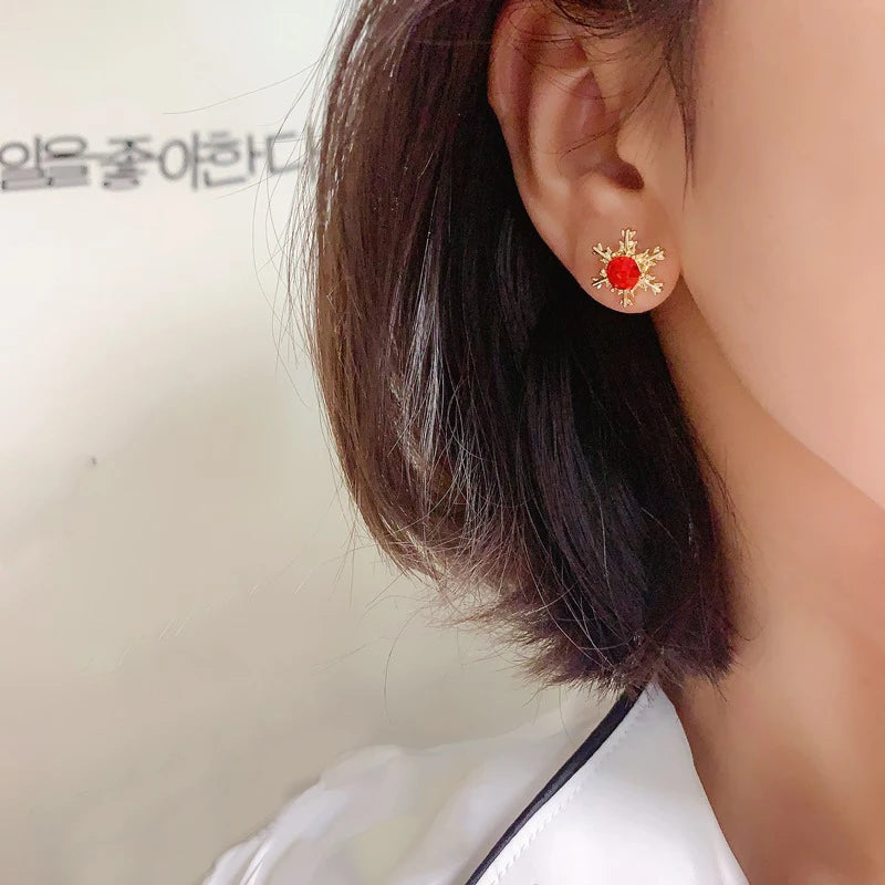 Elegant Festive Red Pearl Drop Earrings