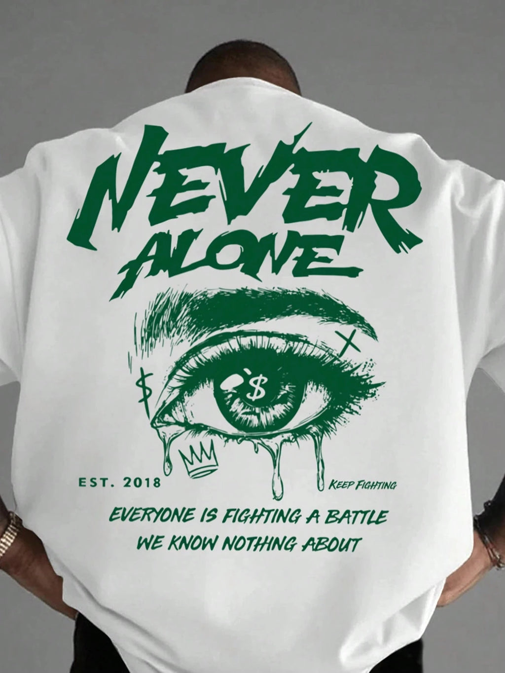 "Never Alone" Graphic Oversized Tee - Premium Cotton Streetwear T-Shirt