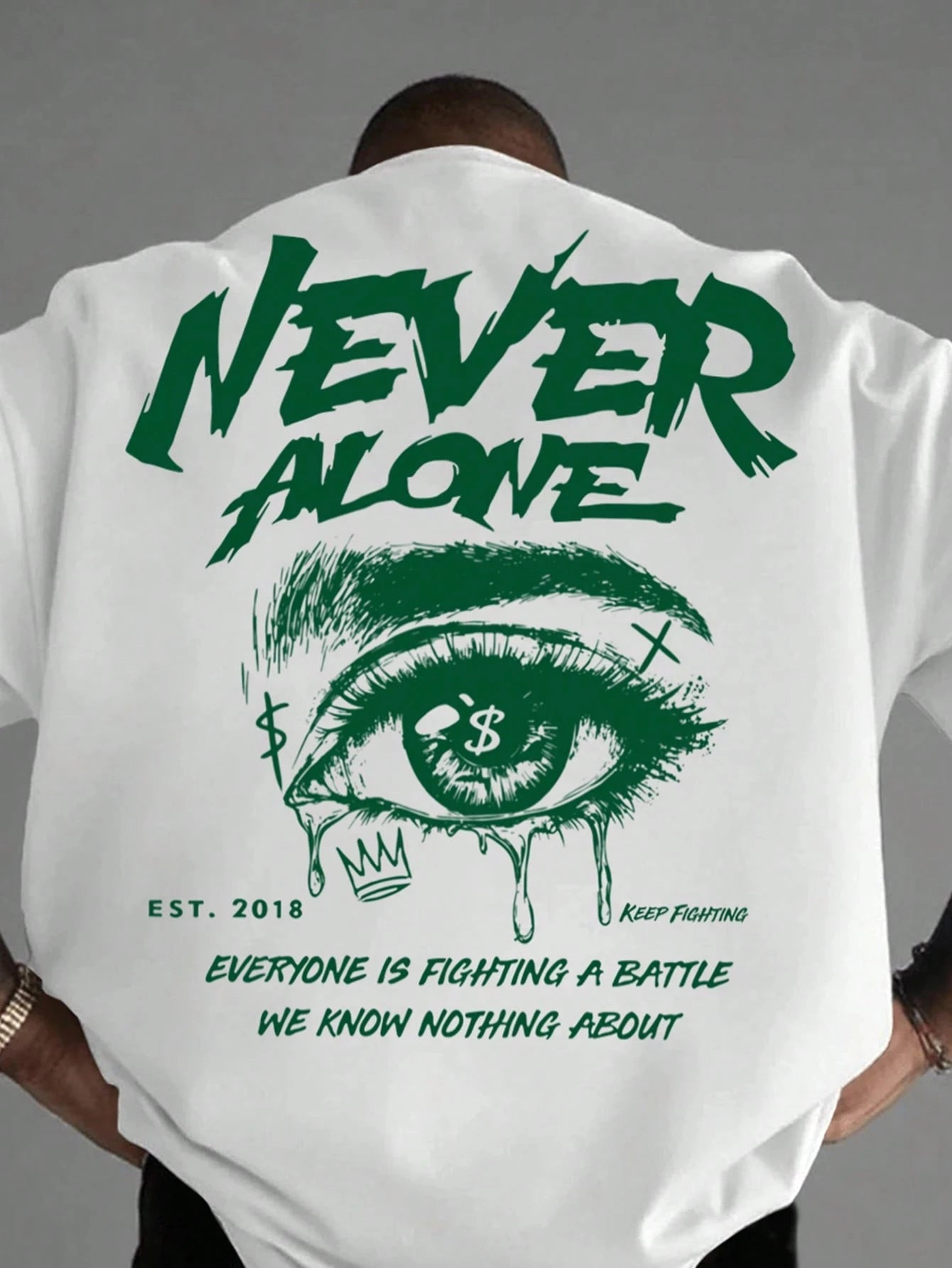 "Never Alone" Graphic Oversized Tee - Premium Cotton Streetwear T-Shirt