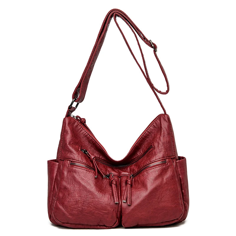 Everyday Soft Leather Shoulder Bag - Spacious Tote