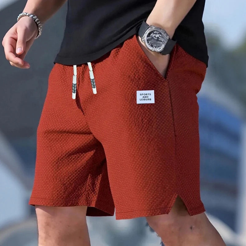 Men's Lightweight Casual Beach Shorts - Breathable Textured Fabric for Sports & Daily Wear