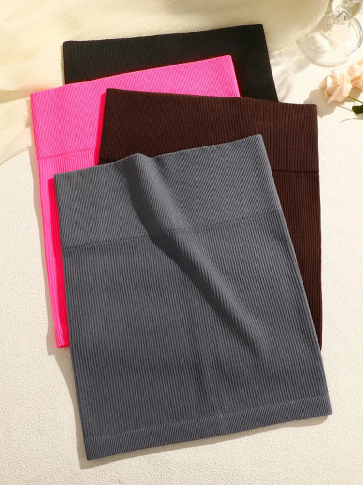 Seoul Minimalist Mini Skirt – High-Waisted Elastic Casual Skirt