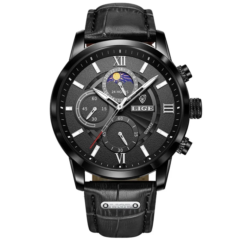 LIGE Heritage Brown Leather Chronograph