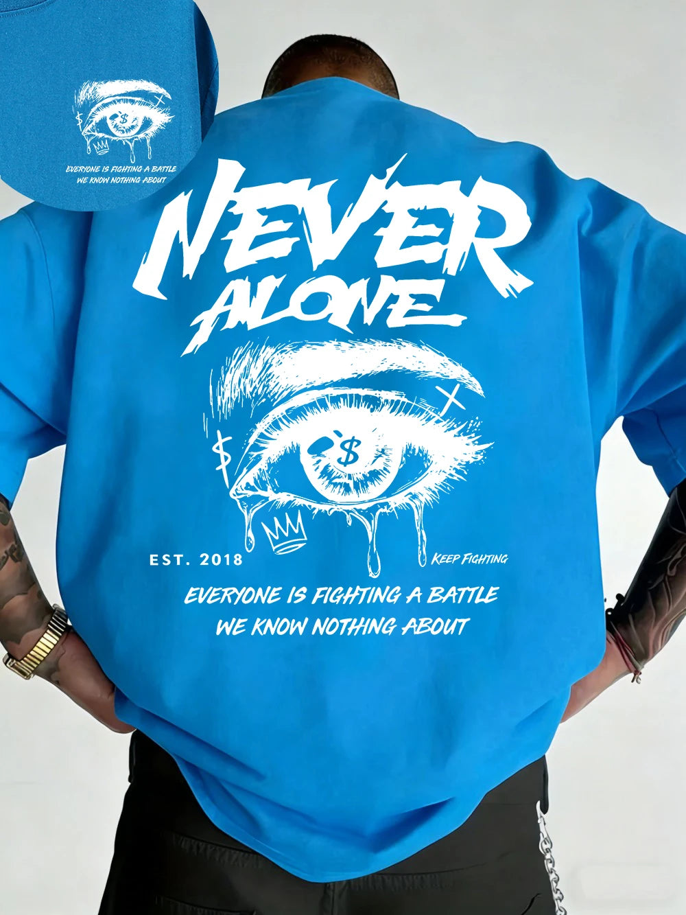 "Never Alone" Graphic Oversized Tee - Premium Cotton Streetwear T-Shirt