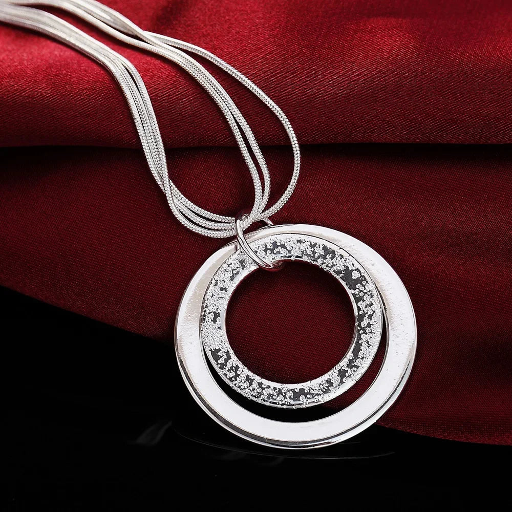 Classic 925 Sterling Silver 18-Inch Circle Pendant Necklace