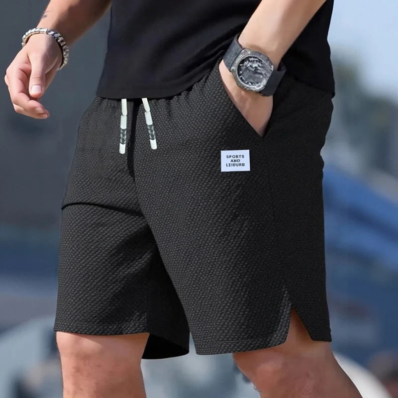 Men's Lightweight Casual Beach Shorts - Breathable Textured Fabric for Sports & Daily Wear