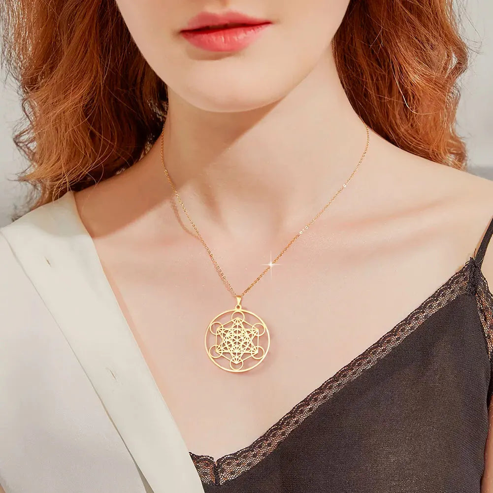 COOLTIME Angel Seal Archangel Metatron Necklaces Women Men The Secrets of the Kabbalists Garden Solomon Stainless Steel Jewelry