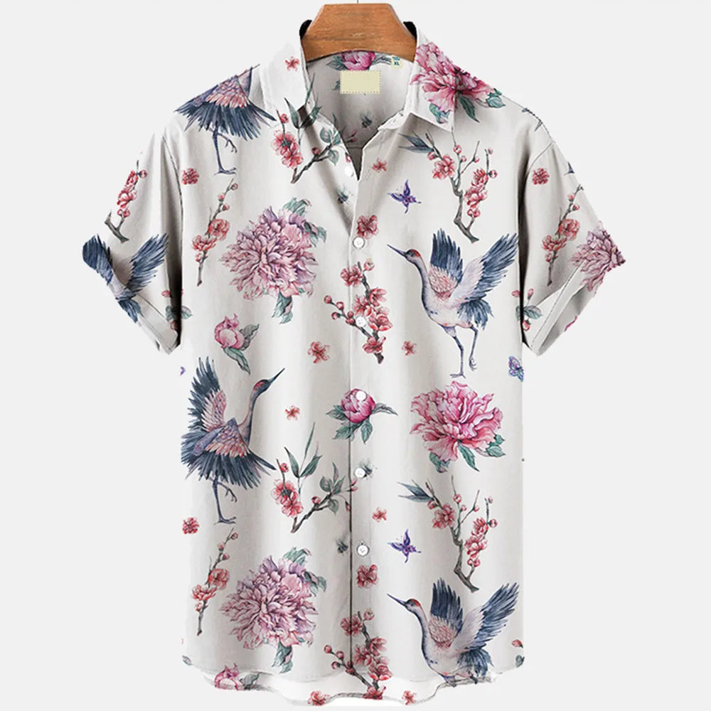 The "Sakura Breeze" Unisex Hawaiian Shirt – Summer Sakura Pattern Short Sleeve
