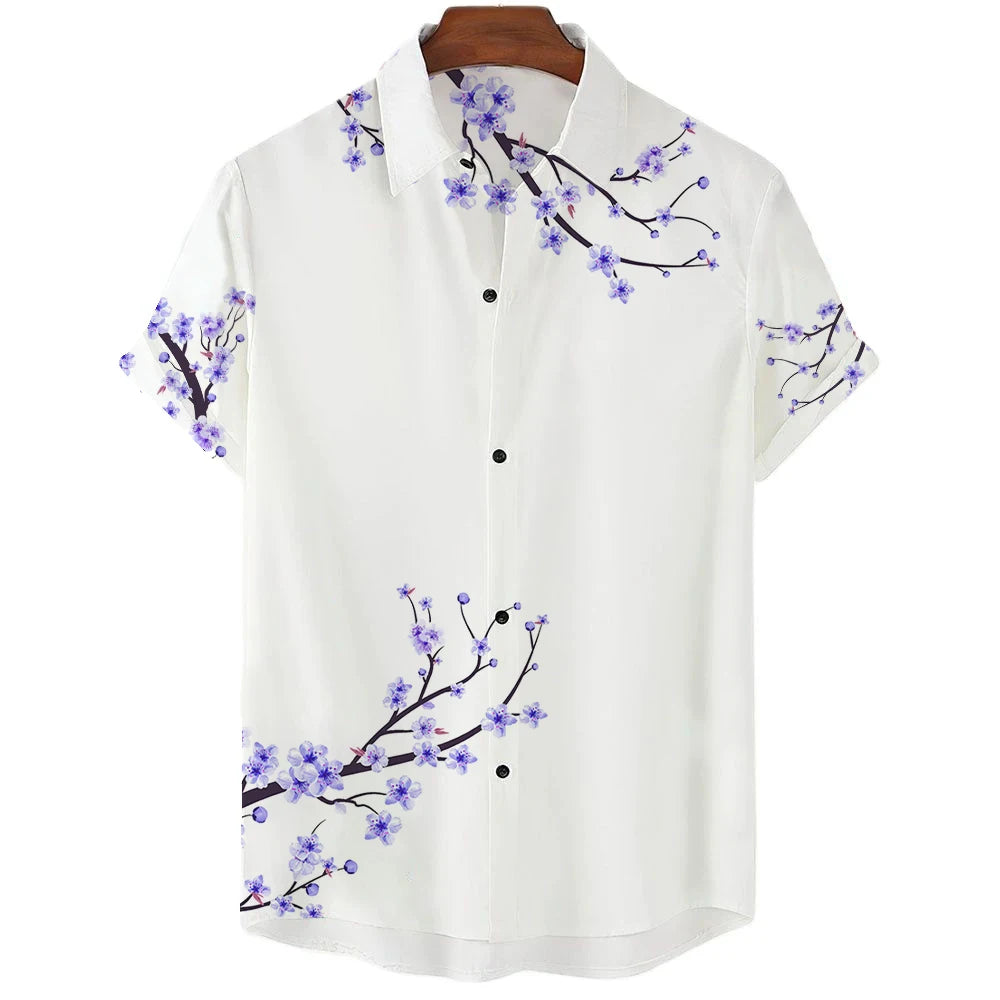 The "Sakura Breeze" Unisex Hawaiian Shirt – Summer Sakura Pattern Short Sleeve
