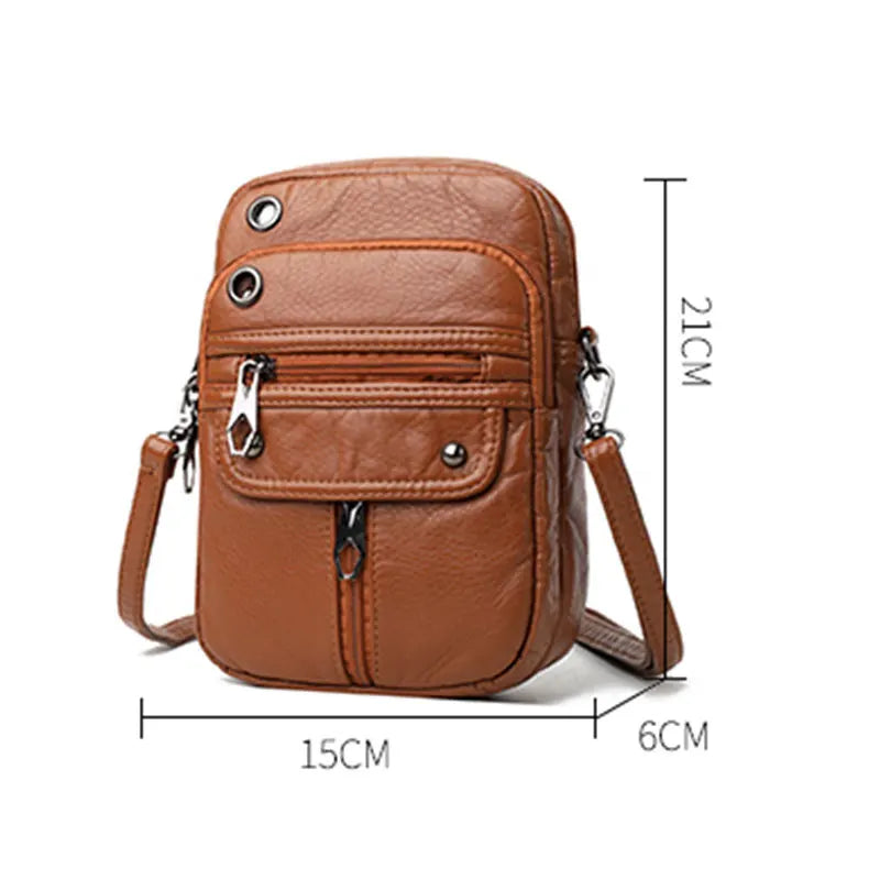 Vintage Leather Crossbody - Mobile Phone Bag