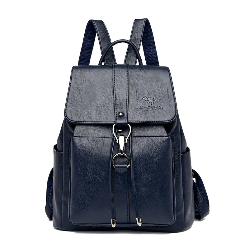 Anti-Theft Large Capacity Women's Leather Backpack - Stylish Travel & School Shoulder Bag