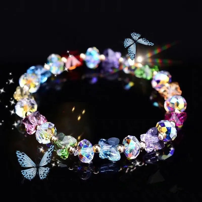 Crystal Butterfly Beaded Stretch Bracelet