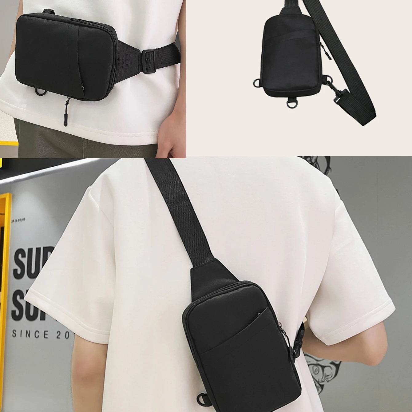 Minimalist Mini Crossbody Sling Bag & Convertible Waist Pack