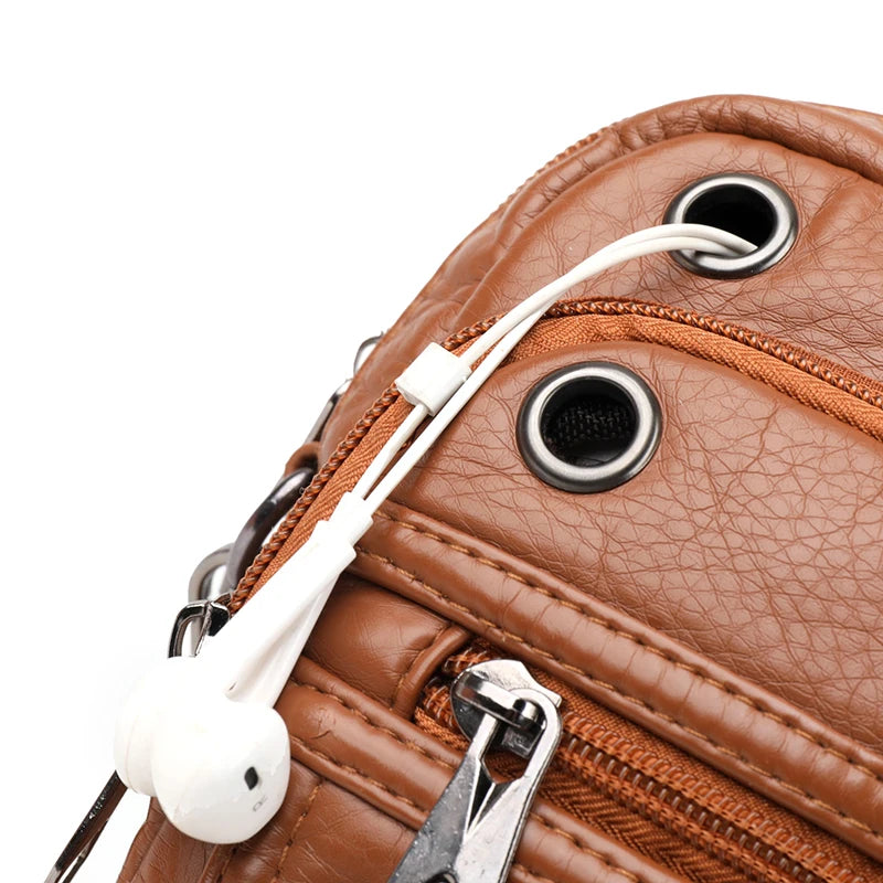 Vintage Leather Crossbody - Mobile Phone Bag