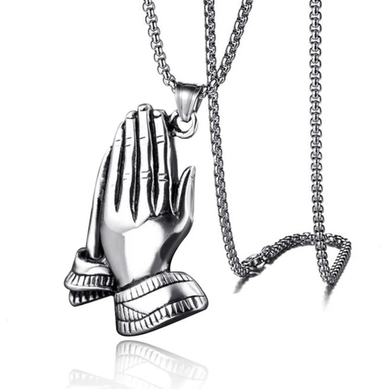 Devotion Praying Hands Pendant – Men's Titanium Steel Streetwear Chain