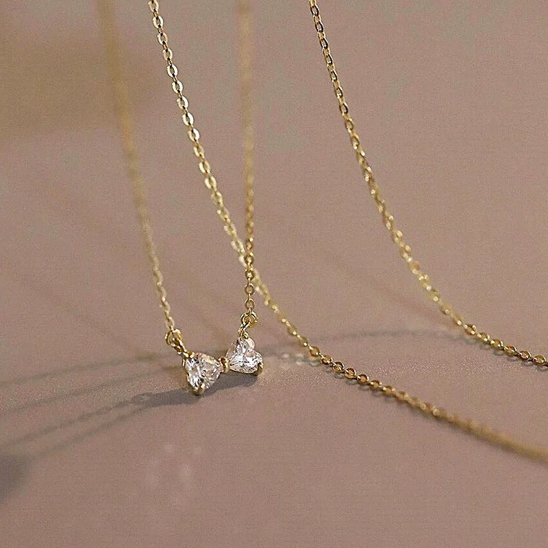 Sparkling Zirconia Bow Statement Necklace