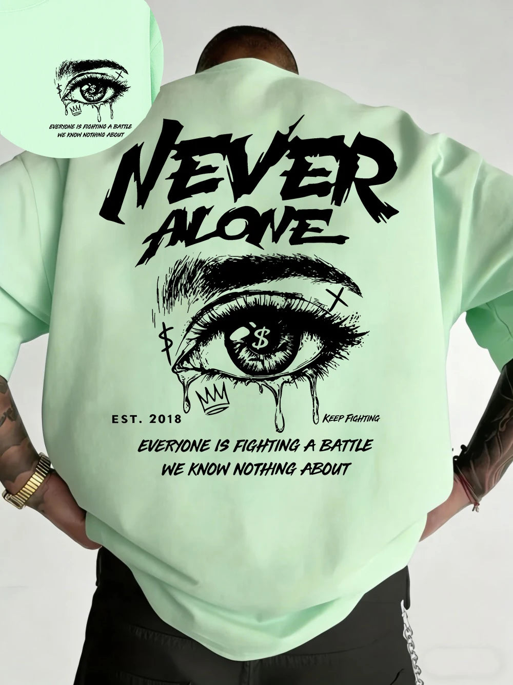 "Never Alone" Graphic Oversized Tee - Premium Cotton Streetwear T-Shirt