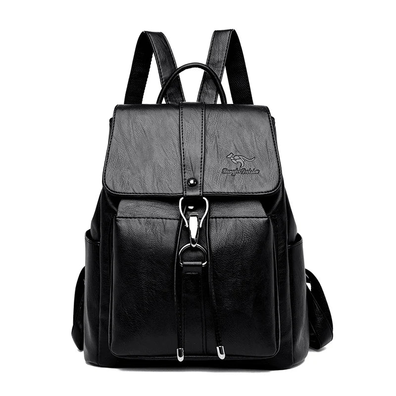 Anti-Theft Large Capacity Women's Leather Backpack - Stylish Travel & School Shoulder Bag