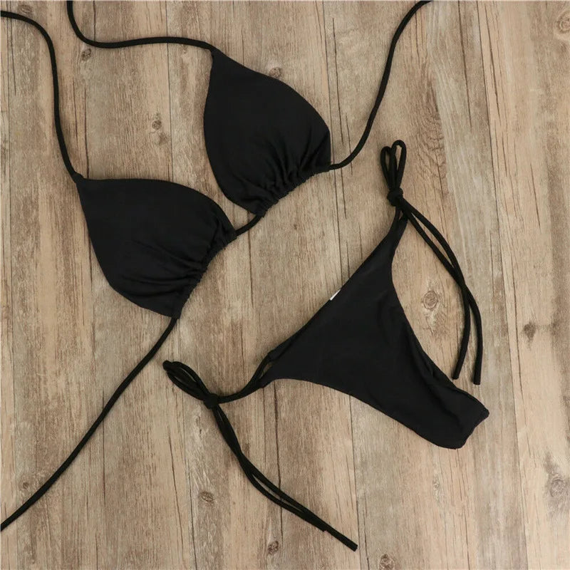 The "Aura Solis" Triangle Bikini Set – Sexy Halter Two-Piece Swimsuit